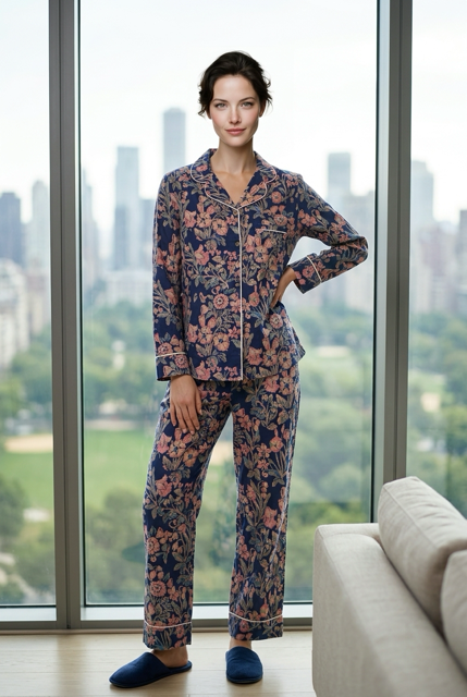 Autumn floral set Navy with pink
