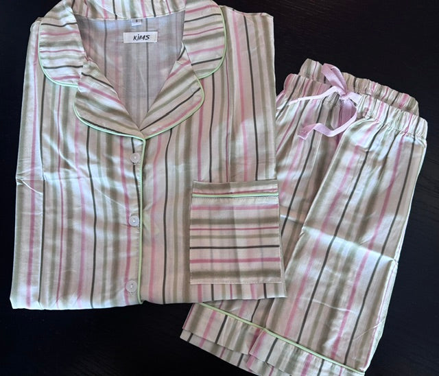 Candy stripe soft cotton shorts set