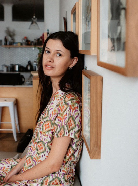 Short sleeve top and long pants Abstract geometrics