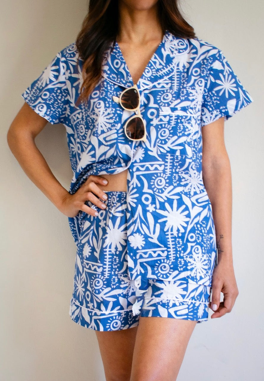 Blue Greek Island print