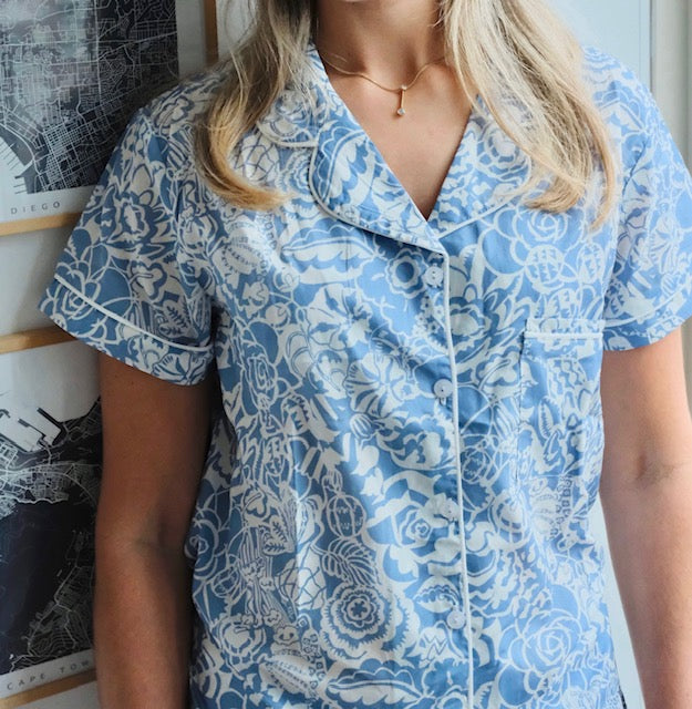 Blue gatsby shorts set